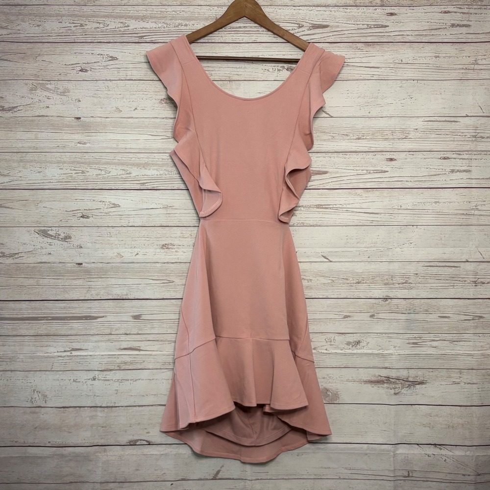 Lulus Blush Pink Ruffle Open Back High-Low Hem Cocktail Dress XL NEW